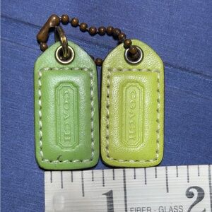 COACH (2)Key Fob Bag Charm Keychain Hang Tag Mini Tags Lime Green